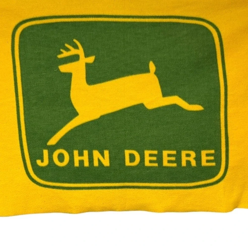 John Deere Fleece Throw Blanket Yellow Green Leaping Deer Logo 3x5 Feet America